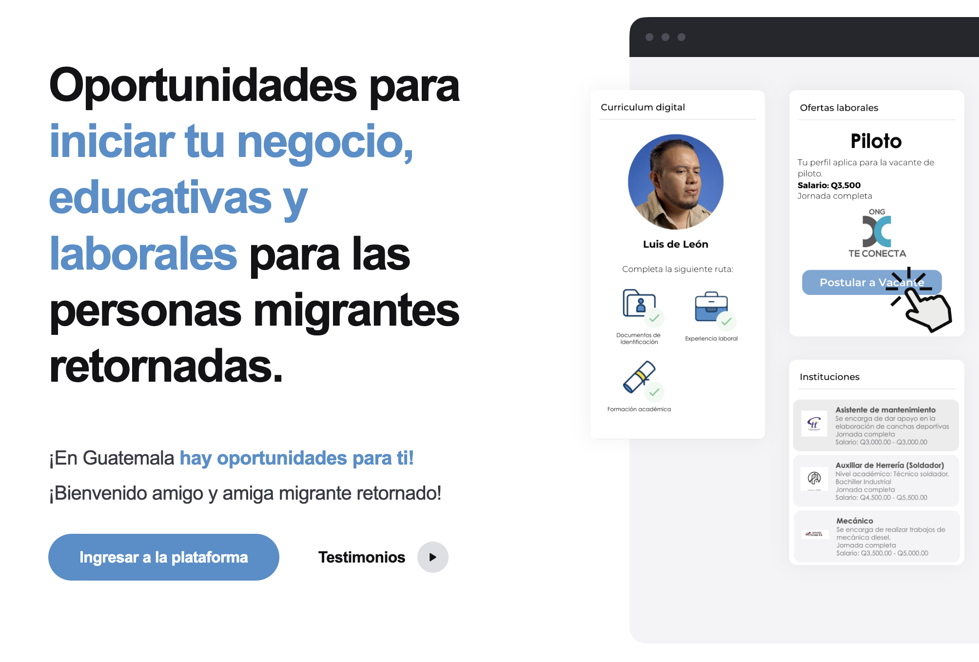 Oportuguate a platform for migrants community reintegration